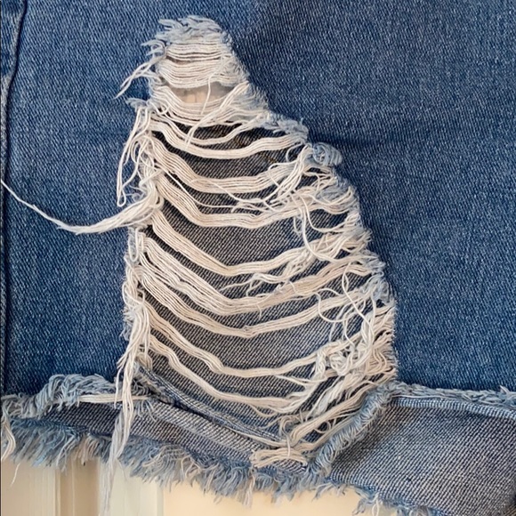 NWOT High Waisted Destroyed Denim Shorts - Picture 3 of 4
